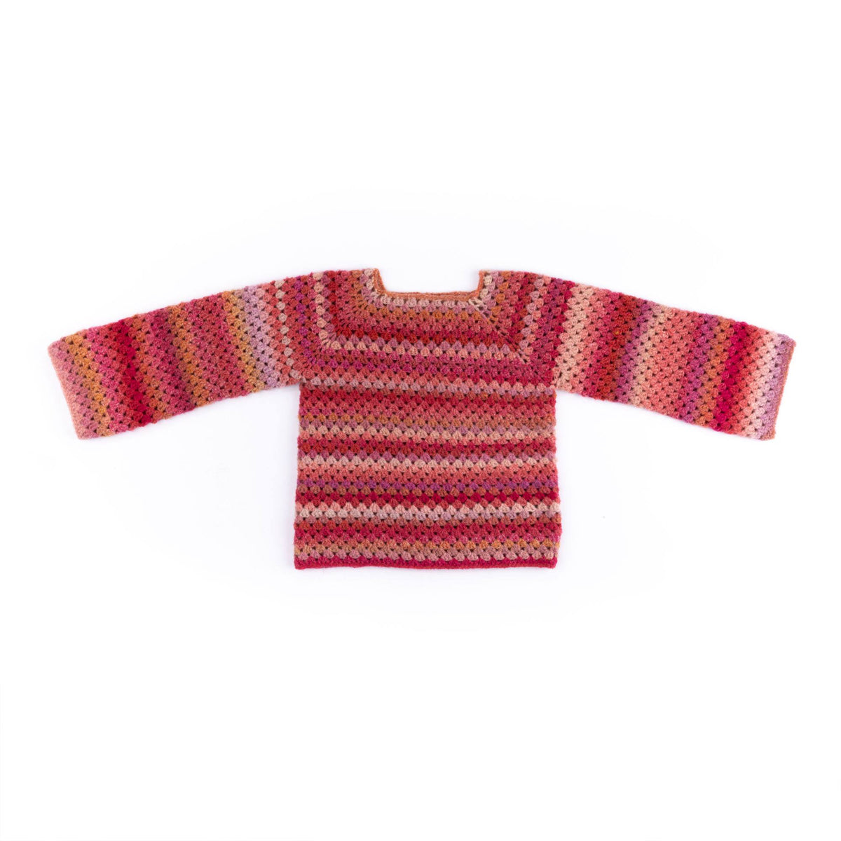 Caron Granny Stripes Top-Down Crochet Pullover Pattern | gift, colors