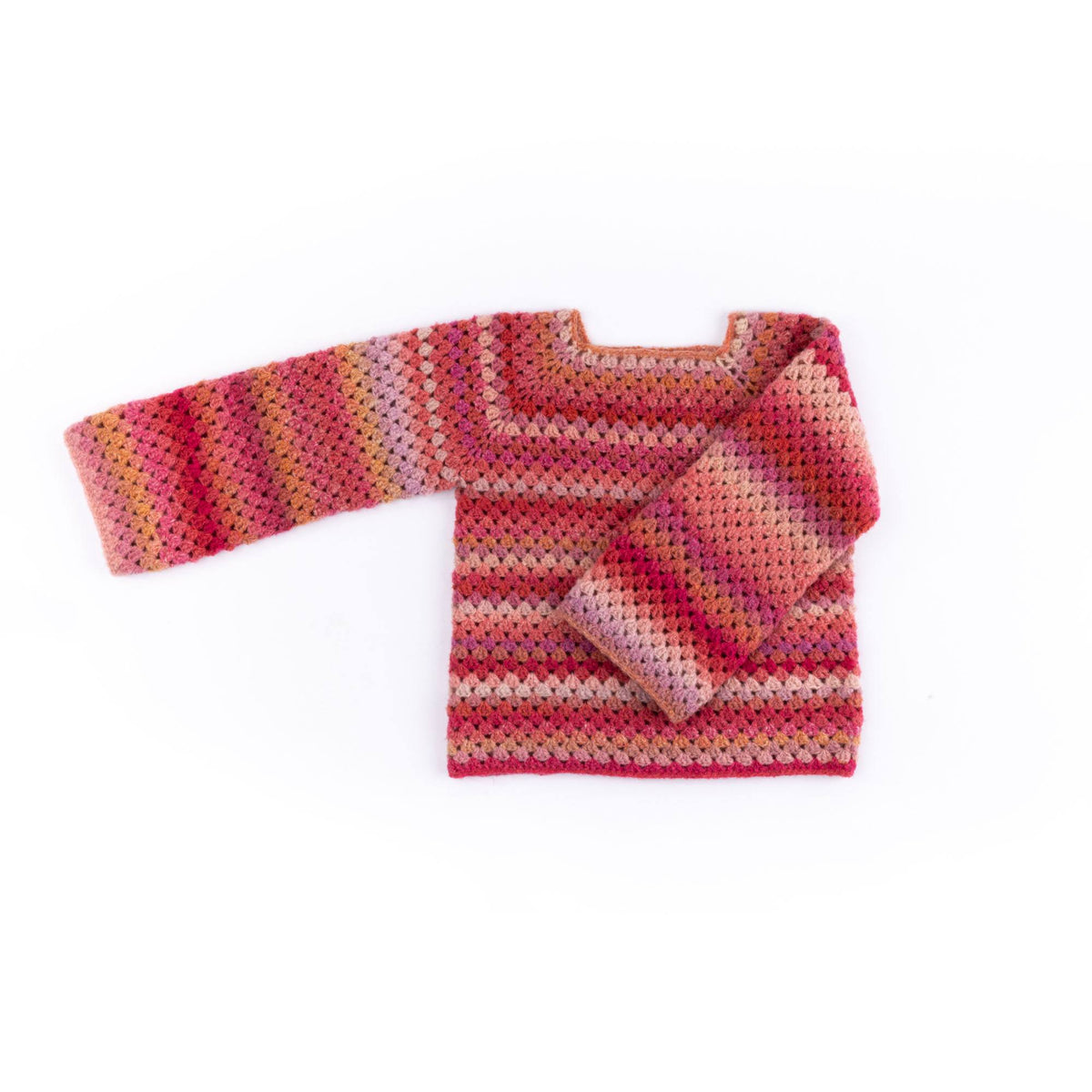 Caron Granny Stripes Top-Down Crochet Pullover Pattern | gift, colors