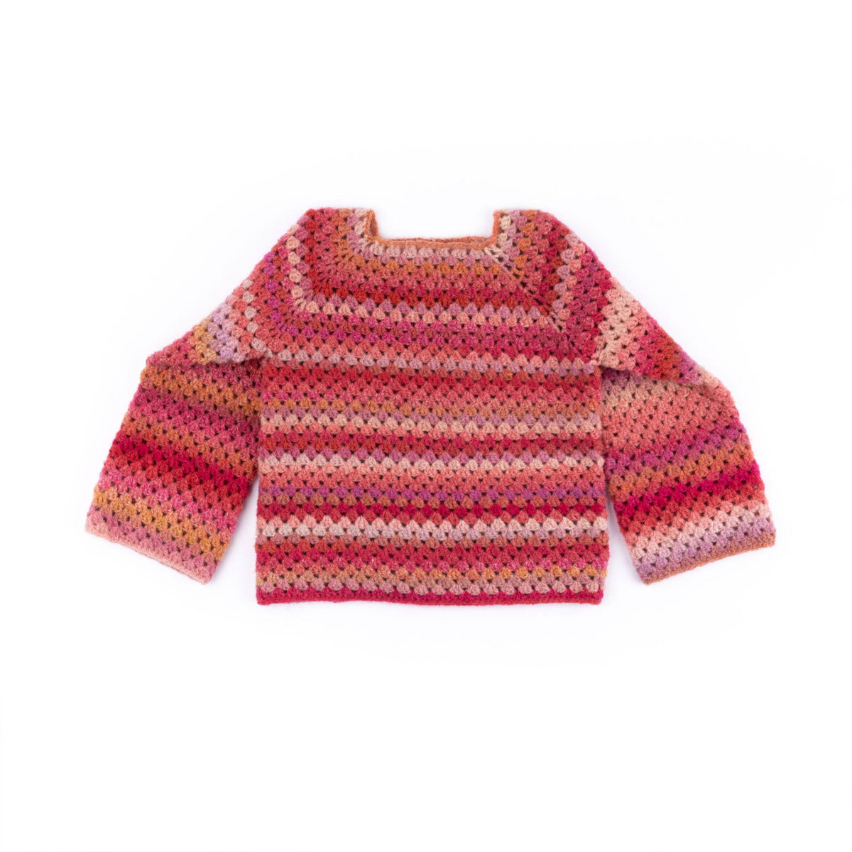 Caron Granny Stripes Top-Down Crochet Pullover Pattern | gift, colors