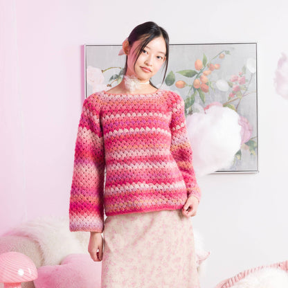 Caron Granny Stripes Top-Down Crochet Pullover Pattern | gift, colors