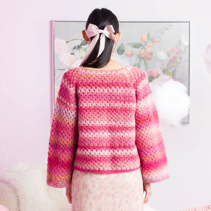 Caron Granny Stripes Top-Down Crochet Pullover Pattern | gift, colors