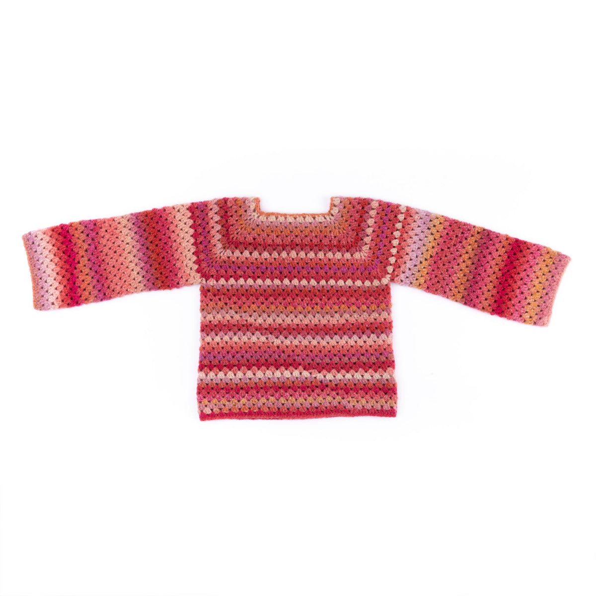 Caron Granny Stripes Top-Down Crochet Pullover Pattern | gift, colors