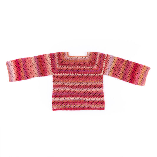 Caron Granny Stripes Top-Down Crochet Pullover Pattern | gift, colors