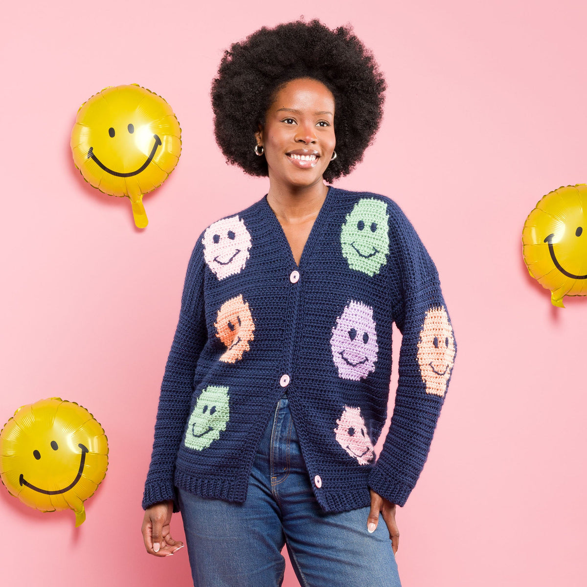Caron Crochet Big Smiles Big Cardigan Pattern | Simply Soft, embroidery