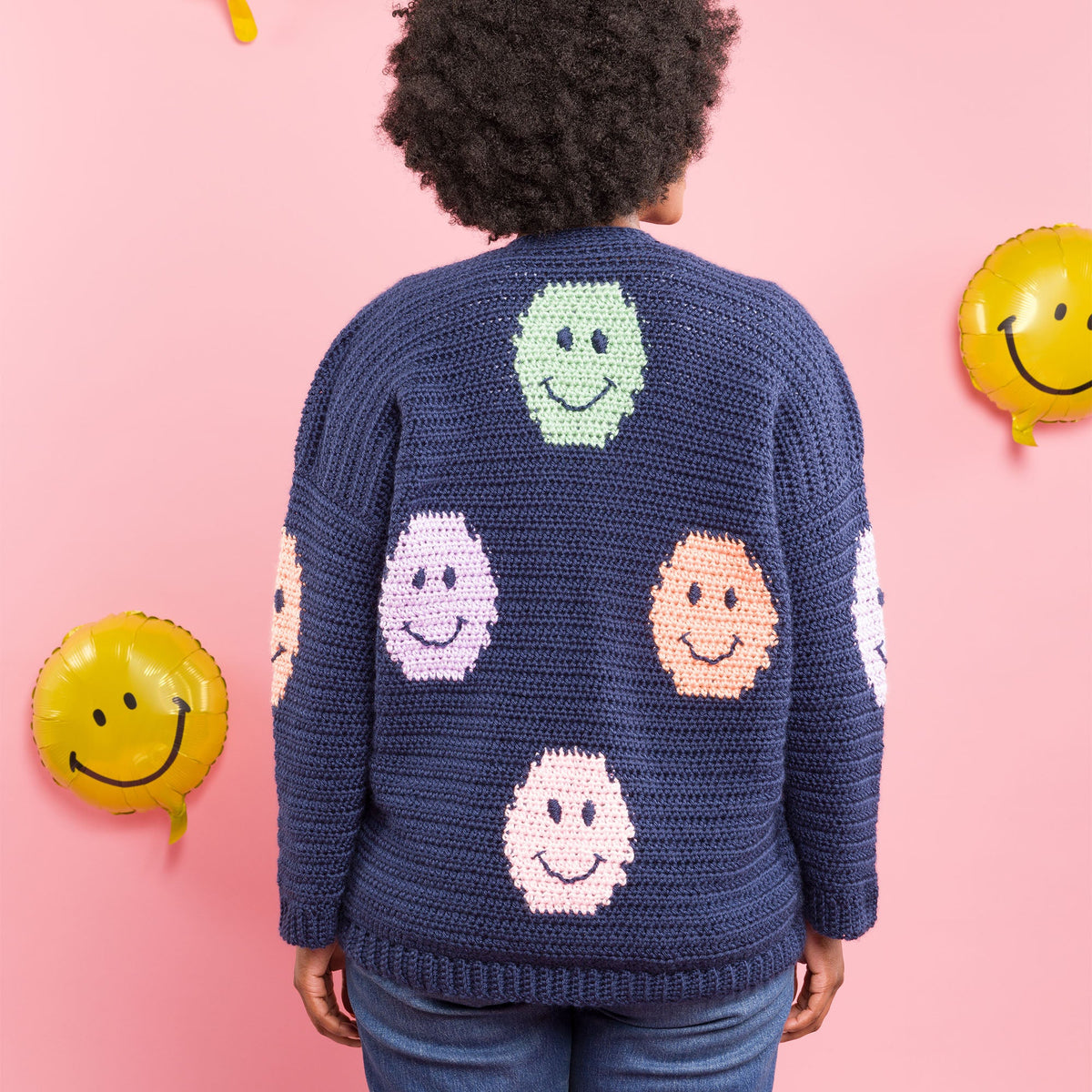 Caron Crochet Big Smiles Big Cardigan Pattern | Simply Soft, embroidery