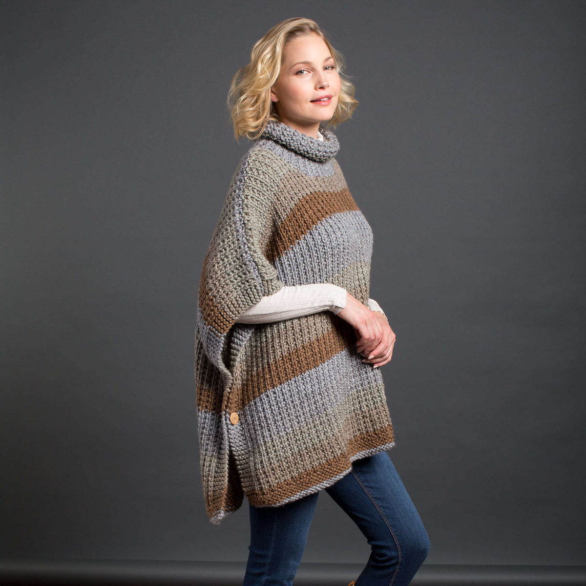 Caron Cozy Up Knit Poncho Pattern | Tea Cakes, Women, Easy