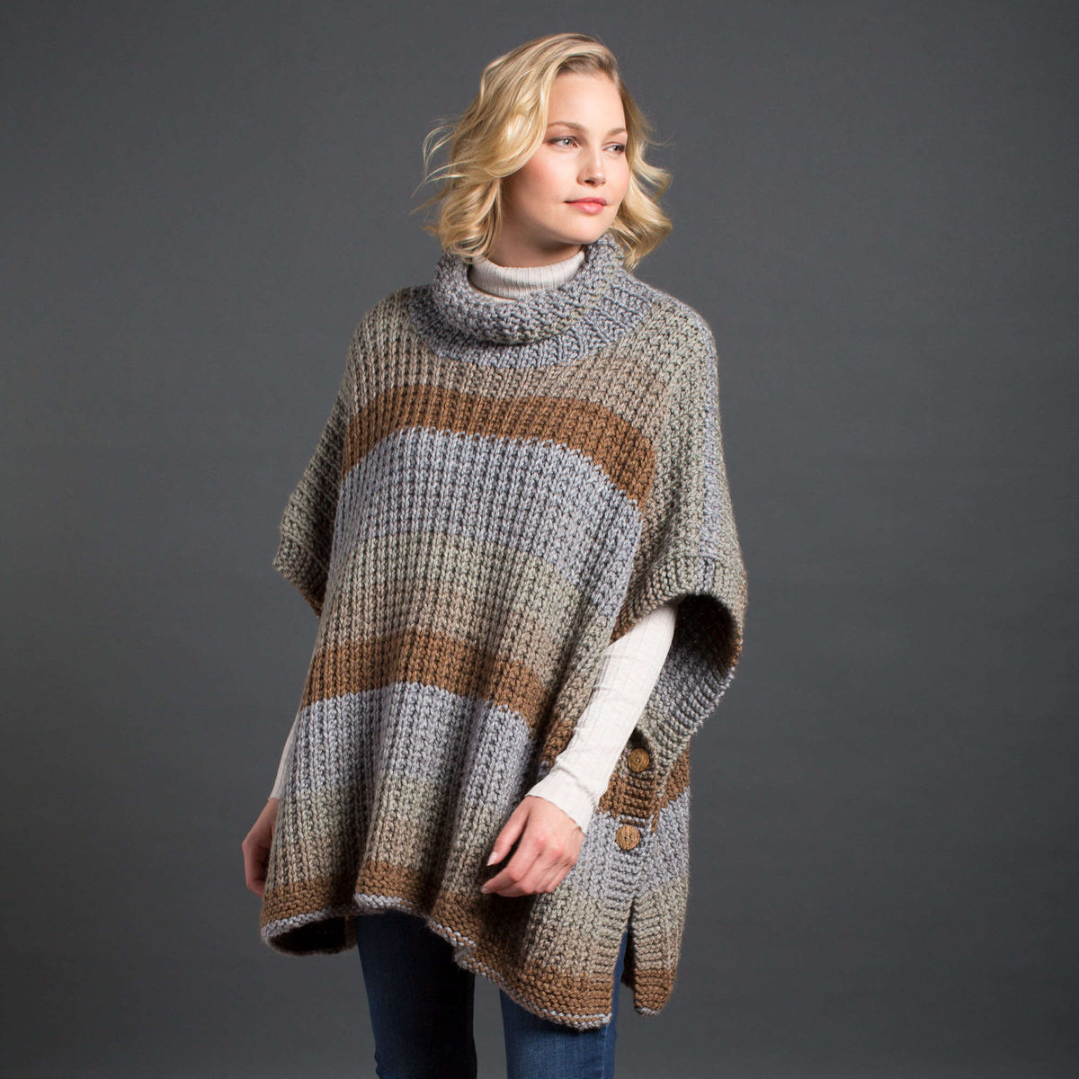 Caron Cozy Up Knit Poncho Pattern | Tea Cakes, Women, Easy
