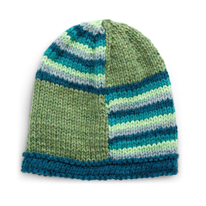 Caron Easy Striped & Blocked Knit Hat Pattern | intarsia, joining, gift