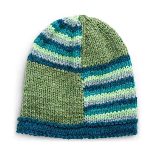 Caron Easy Striped & Blocked Knit Hat Pattern | intarsia, joining, gift
