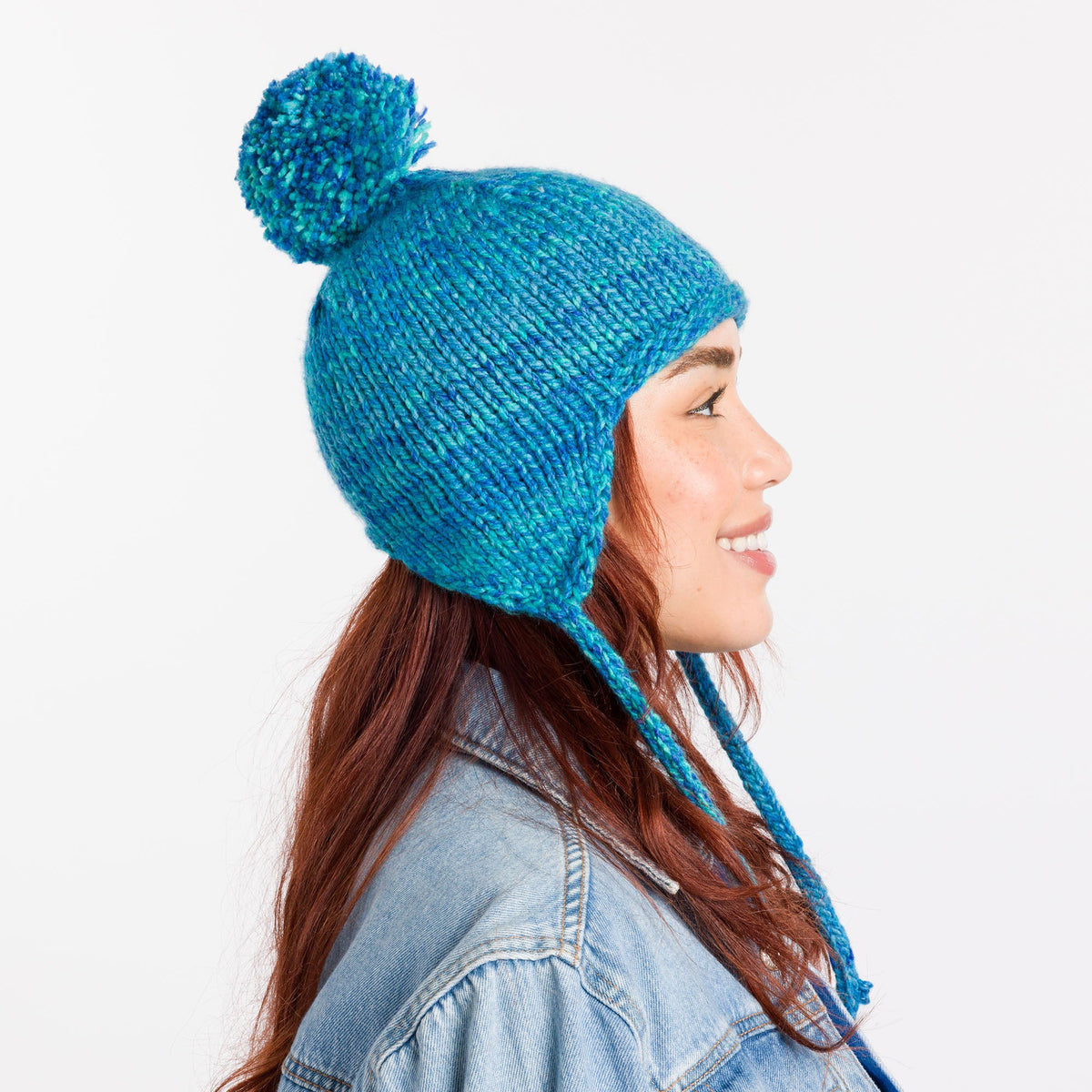 Caron Knit Ear Flap Cozy Hat Pattern | garter stitch, colorwork, winter