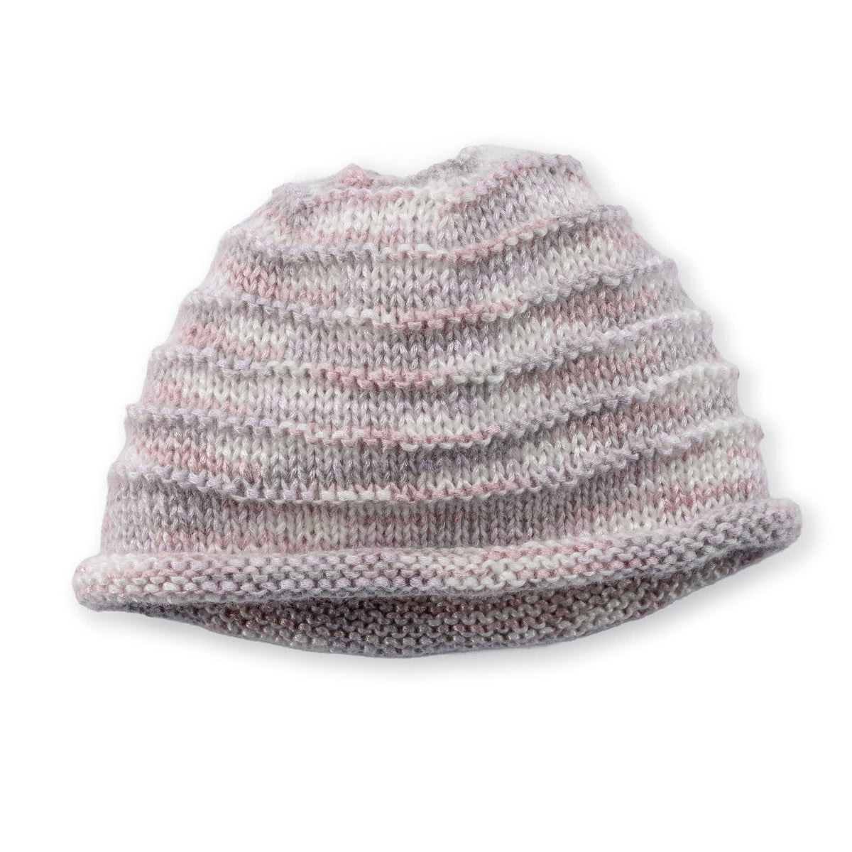 Caron Garter ridges minimalist knit Beanie Pattern | decreases, bottom up