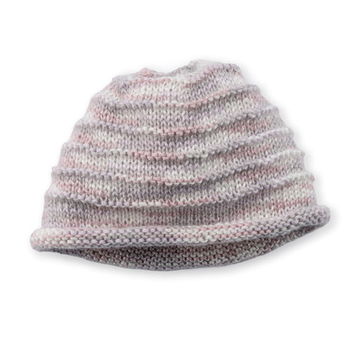 Caron Garter ridges minimalist knit Beanie Pattern | decreases, bottom up