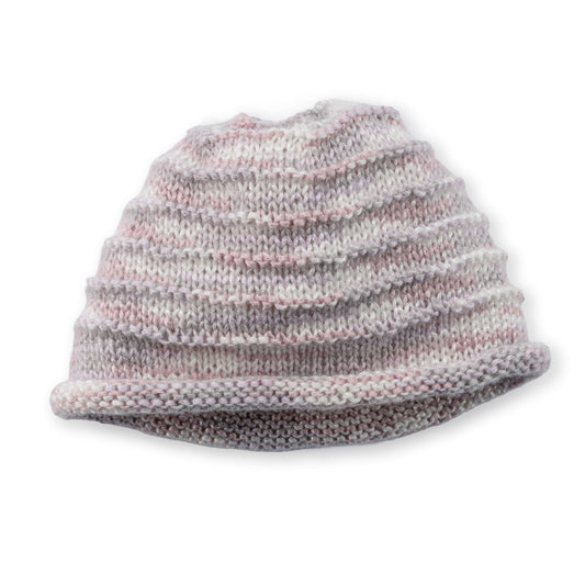 Caron Garter ridges minimalist knit Beanie Pattern | decreases, bottom up