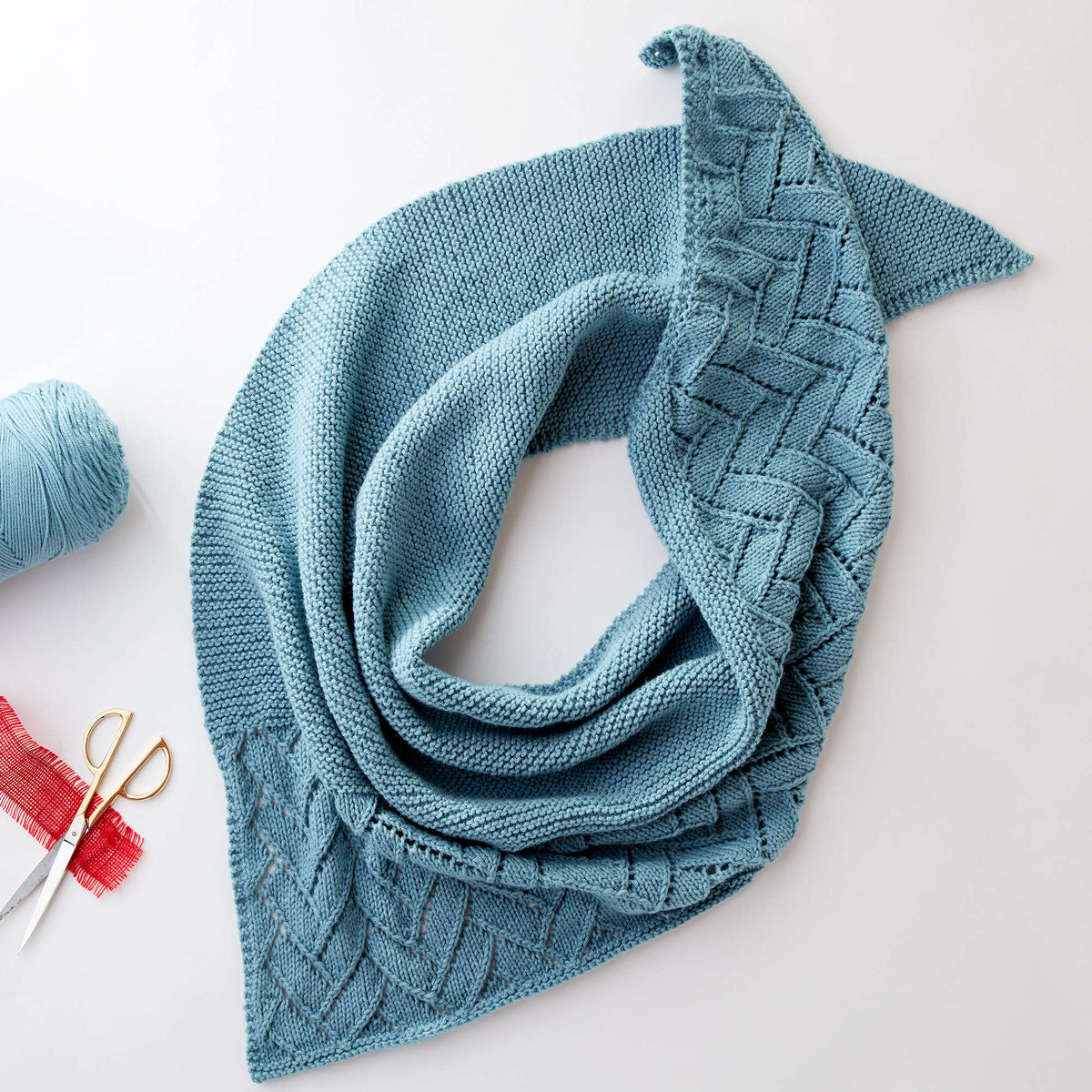 Caron Asymmetrical Lace Knit Shawl Pattern | garter stitch, Women