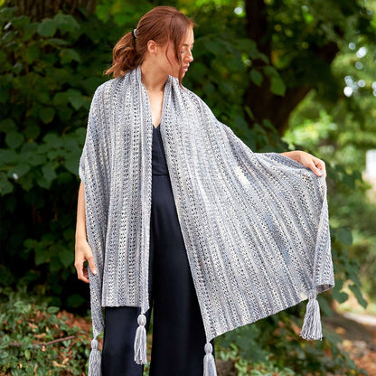 Caron Eyelet Stripes Knit Shawl Pattern | Funnel Cakes, gift, Easy
