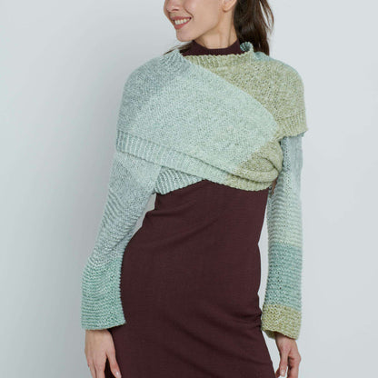 Caron Knit Convertible 4-Way Wrap Pattern | garter stitch, seaming