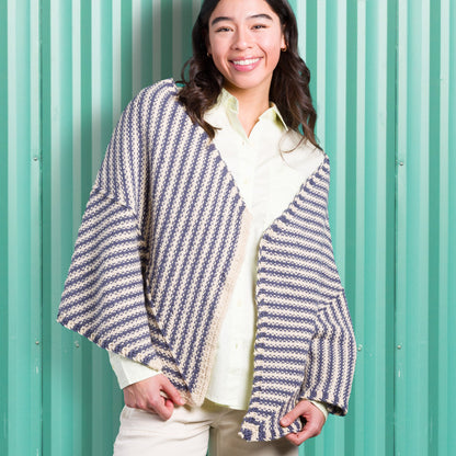 Caron Stripy Linen Stitch Knit Wrap Pattern | increases, decreases