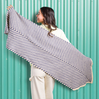Caron Stripy Linen Stitch Knit Wrap Pattern | increases, decreases