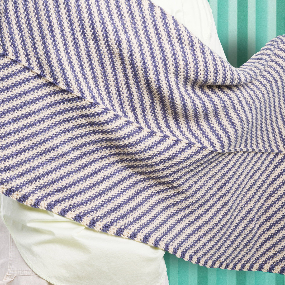 Caron Stripy Linen Stitch Knit Wrap Pattern | increases, decreases