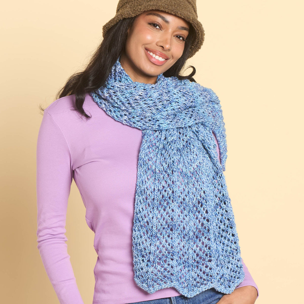 Caron Open Chevron Knit Shawl Pattern | Simply Me Mosaic, gift