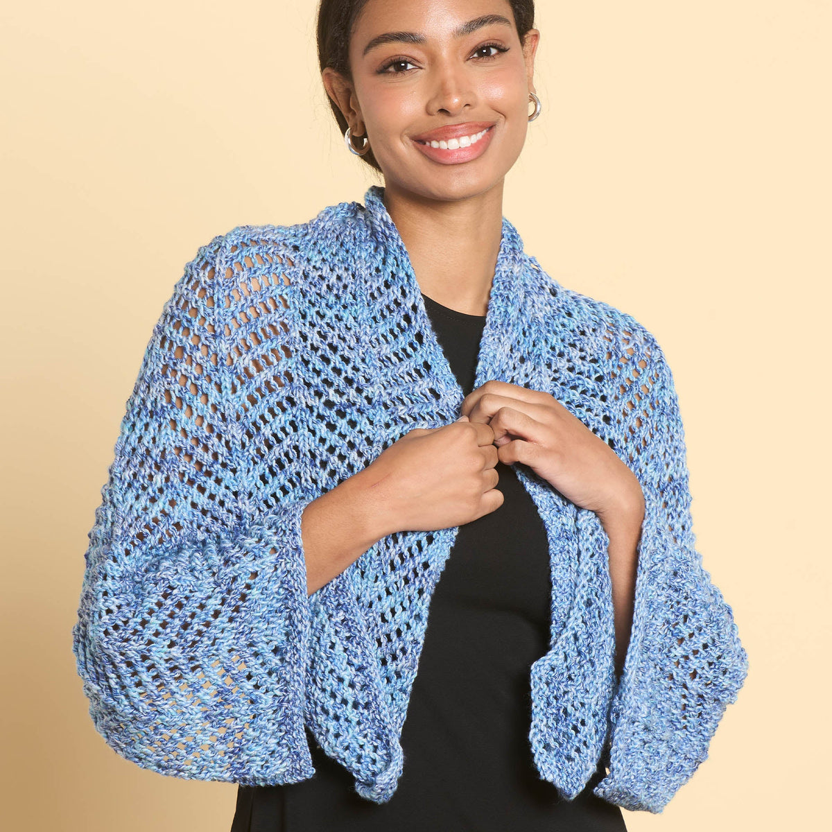Caron Open Chevron Knit Shawl Pattern | Simply Me Mosaic, gift