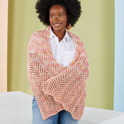 Caron Open Chevron Knit Shawl Pattern | Simply Me Mosaic, gift