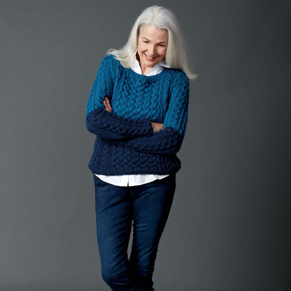 Caron Dipped Cable Knit Pullover Pattern | ribbed, Simply Soft, collar