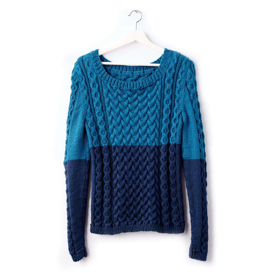 Caron Dipped Cable Knit Pullover Pattern | ribbed, Simply Soft, collar