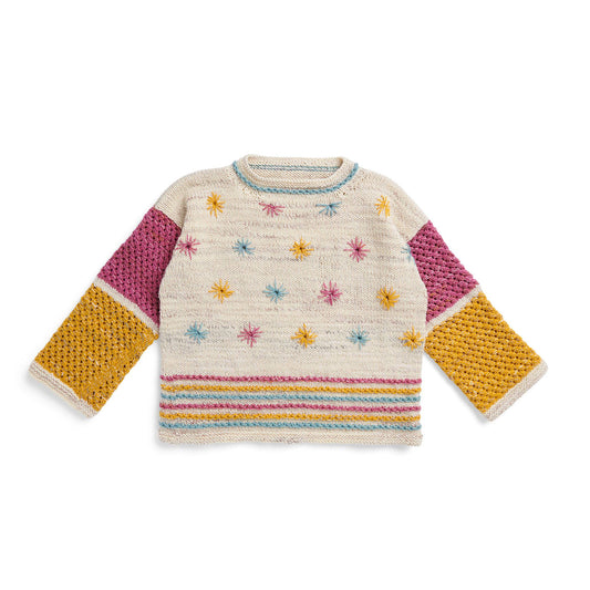 Caron Spring Style Embroidered Knit Pullover Pattern | embroidery, sleeves