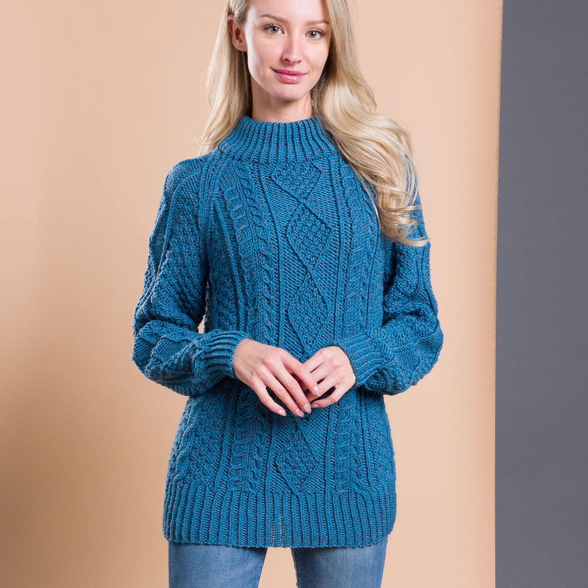Caron Country Cables Knit Pullover Pattern | seaming, decreases, sleeves