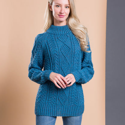 Caron Country Cables Knit Pullover Pattern | seaming, decreases, sleeves
