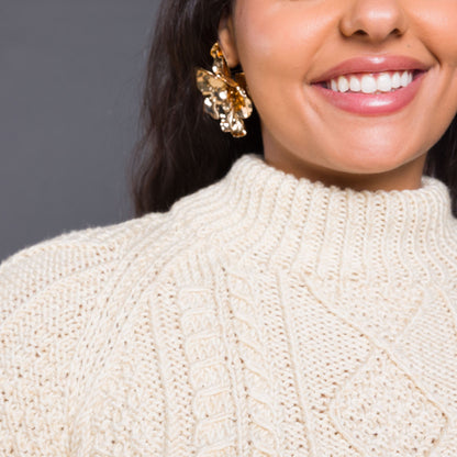 Caron Country Cables Knit Pullover Pattern | seaming, decreases, sleeves