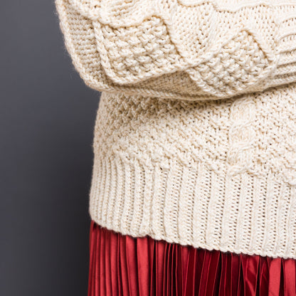 Caron Country Cables Knit Pullover Pattern | seaming, decreases, sleeves