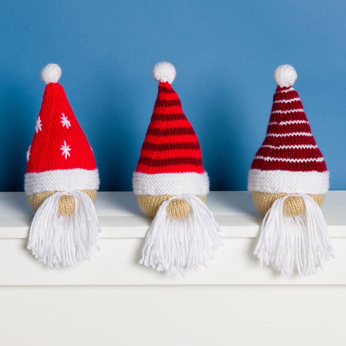 Caron Knit Trio of Marching Gnomes Pattern | increases, rounds, Simply Soft