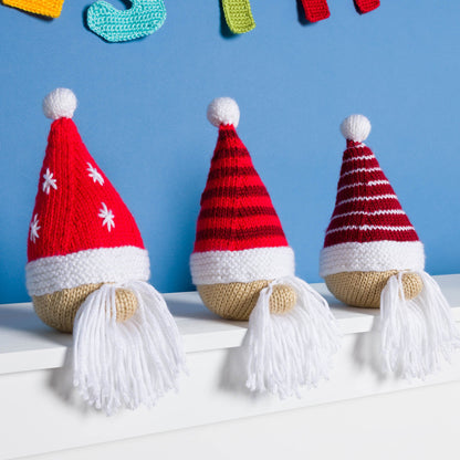 Caron Knit Trio of Marching Gnomes Pattern | increases, rounds, Simply Soft