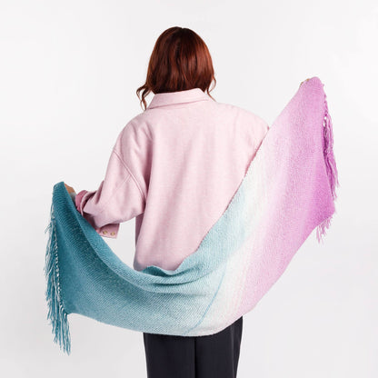 Caron Super Cozy Knit Wrap Pattern | garter stitch, decreases, colors