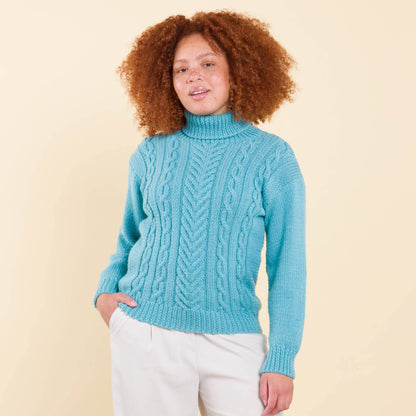 Caron Knit Cabled Pullover Pattern | stocking stitch, cable, Simply Me
