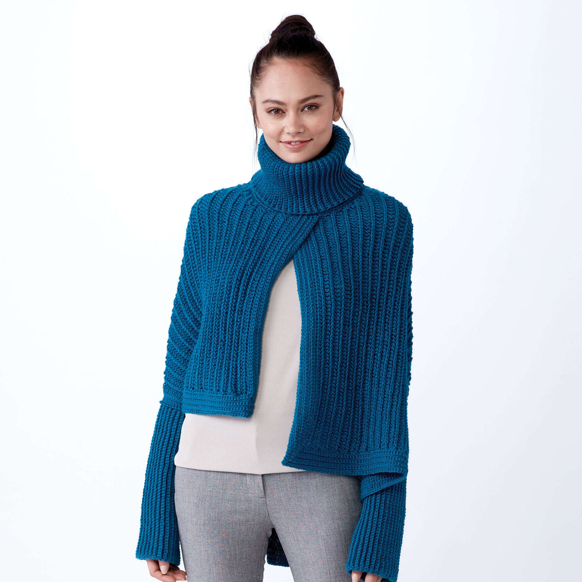 Patons Crochet Wrapover Swoncho Pattern | textured, Cape/Ponchos