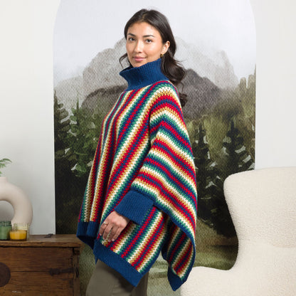 Patons Sand & Ocean Crochet Poncho Pattern | ribbing, moss stitch, gift