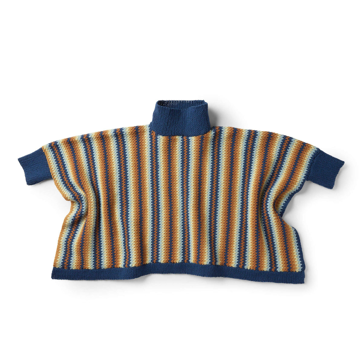 Patons Sand & Ocean Crochet Poncho Pattern | ribbing, moss stitch, gift