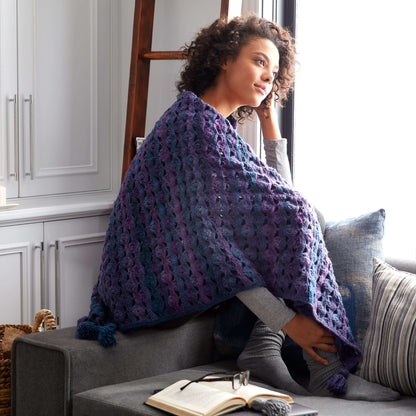 Patons Wrapped In Waves Crochet Blanket Shawl Pattern | shell stitch, gift