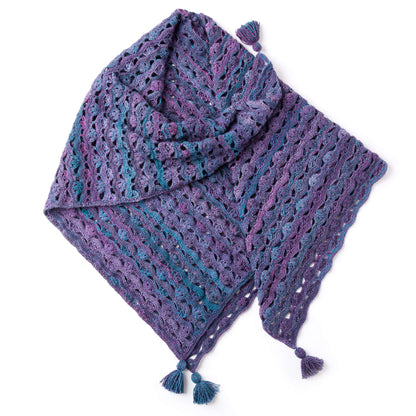 Patons Wrapped In Waves Crochet Blanket Shawl Pattern | shell stitch, gift