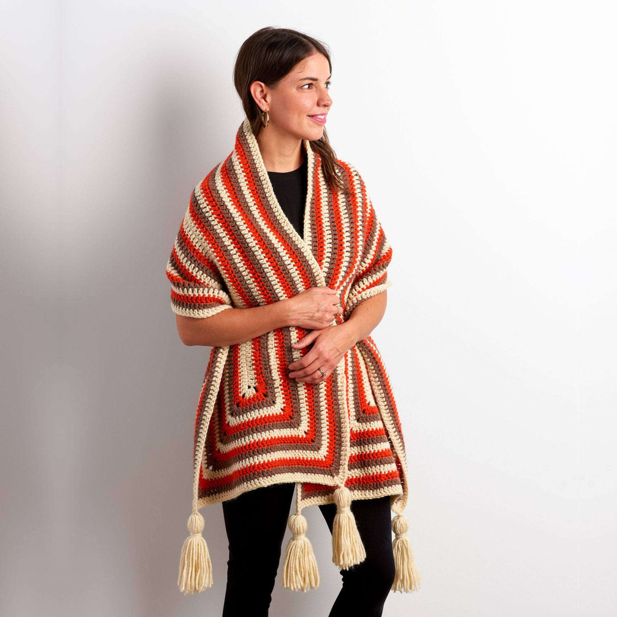Patons Around the Block Crochet Wrap Pattern | granny clusters, colors