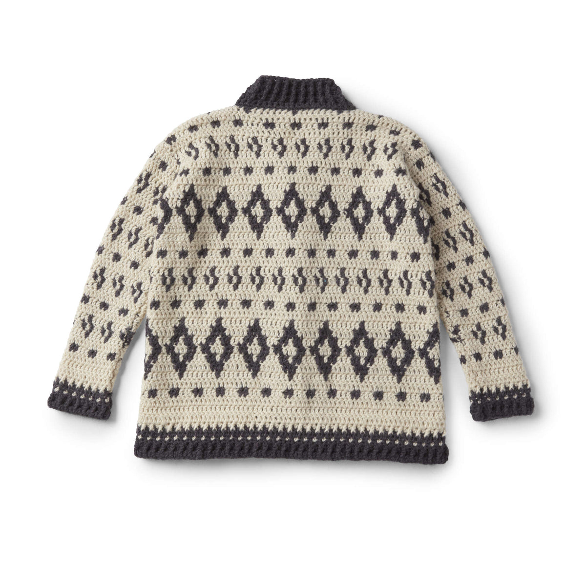 Patons Baltic Crochet Cardigan Pattern | ribbing, Fair Isle, motifs