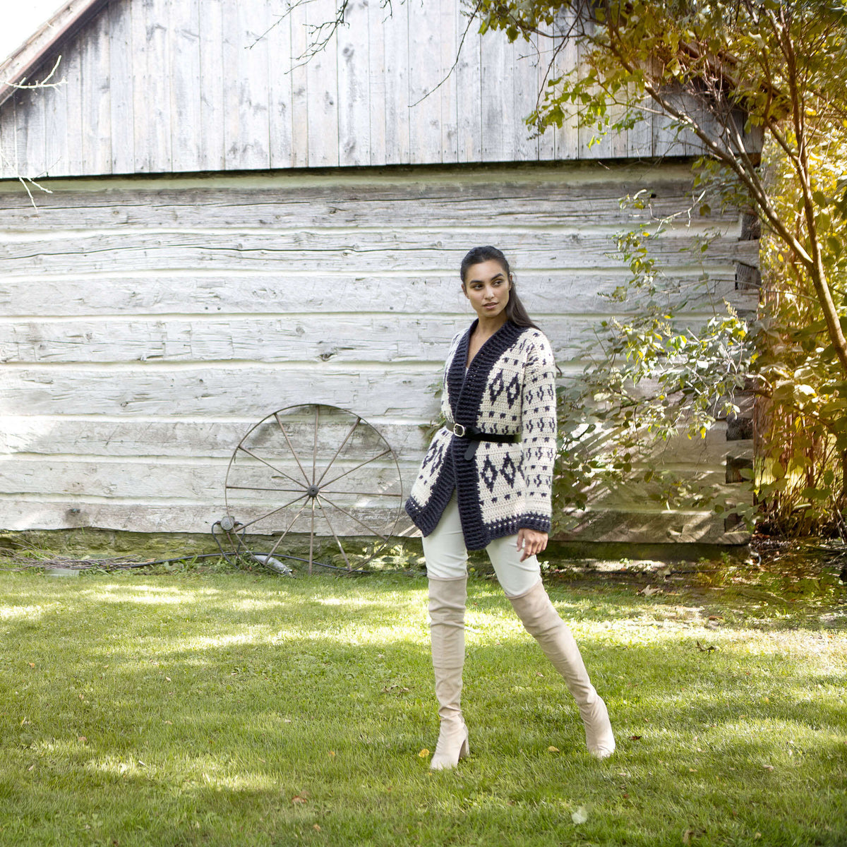 Patons Baltic Crochet Cardigan Pattern | ribbing, Fair Isle, motifs