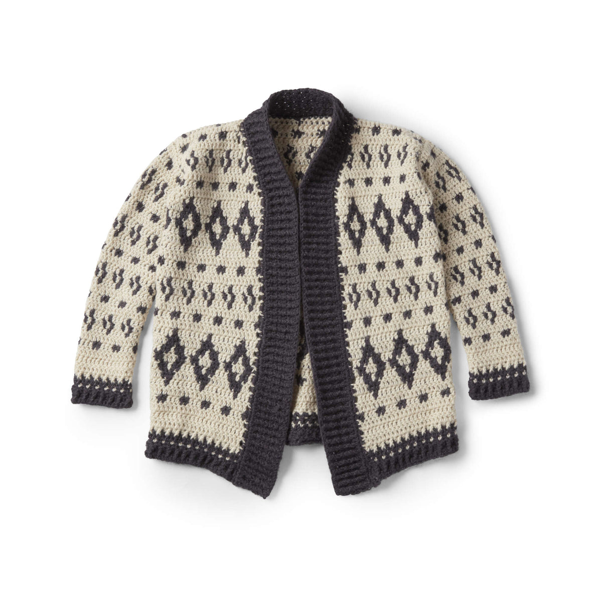 Patons Baltic Crochet Cardigan Pattern | ribbing, Fair Isle, motifs