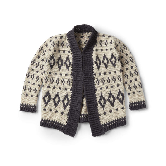 Patons Baltic Crochet Cardigan Pattern | ribbing, Fair Isle, motifs