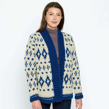 Patons Crochet Fair Isle Cardigan Pattern | ribbing, increases, decreases