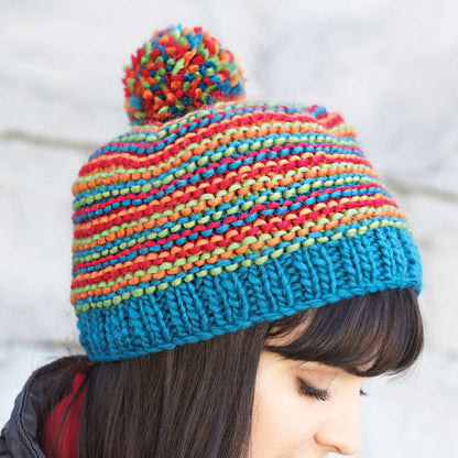 Patons Knit Bright Stripes Beanie Pattern | gift, Hats, Women