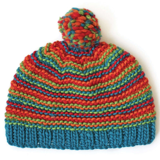 Patons Knit Bright Stripes Beanie Pattern | gift, Hats, Women